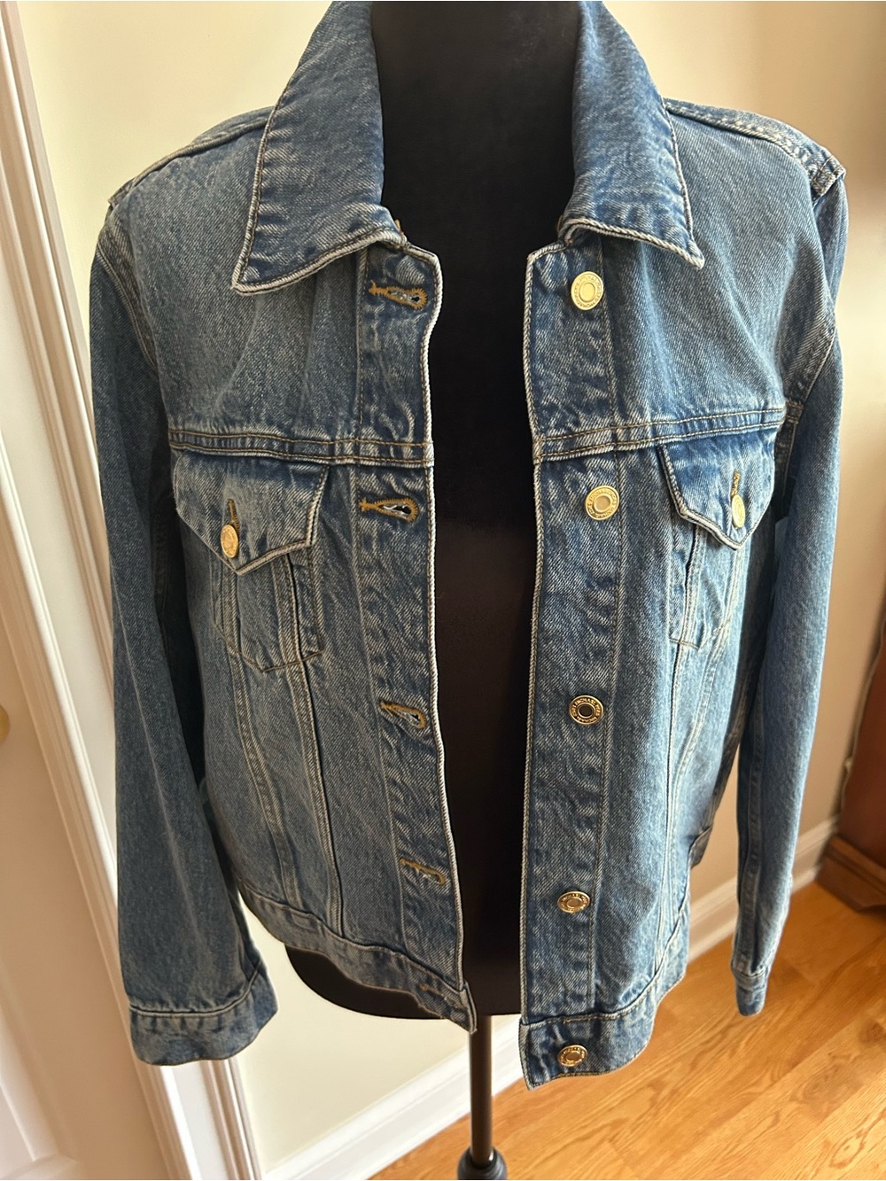 Michael Kors Light Blue Denim Jacket with Gold Buttons